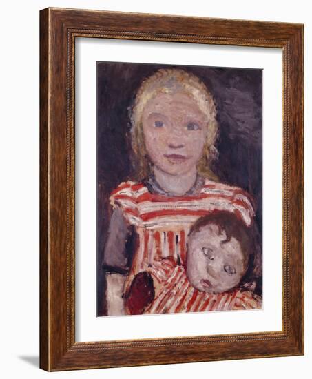 Girl with doll. Around 1903-Paula Modersohn-Becker-Framed Giclee Print