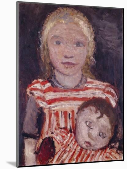 Girl with doll. Around 1903-Paula Modersohn-Becker-Mounted Giclee Print