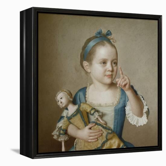 Girl with Doll-Jean-Etienne Liotard-Framed Premier Image Canvas