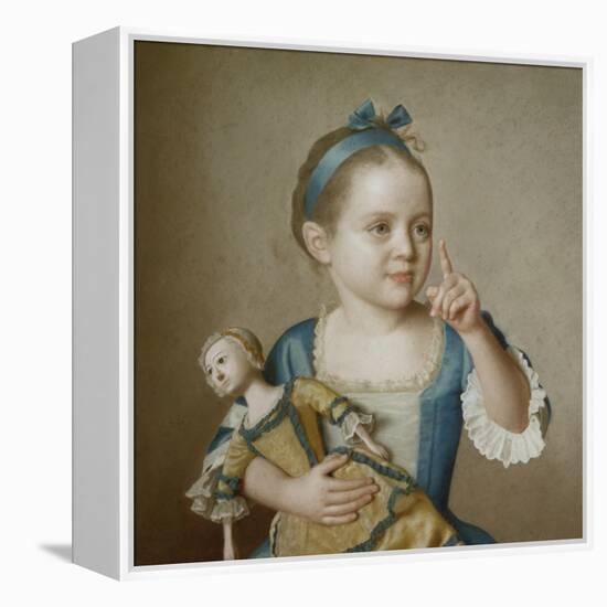 Girl with Doll-Jean-Etienne Liotard-Framed Premier Image Canvas