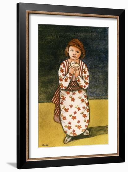 Girl with Dove, 1986-Gillian Lawson-Framed Premium Giclee Print