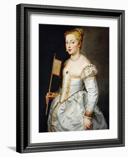 Girl with Fan, Ca. 1628-1629-Peter Paul Rubens-Framed Giclee Print