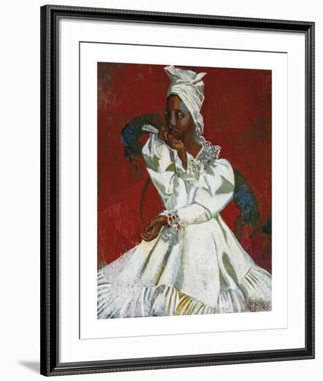 Girl with Fan-Boscoe Holder-Framed Premium Giclee Print