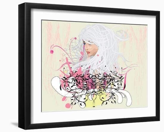Girl with Florals-artshock-Framed Art Print
