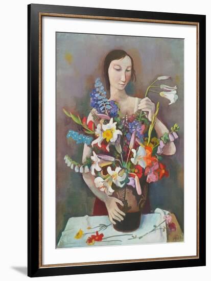 Girl with Flowers-Karl Hofer-Framed Collectable Print