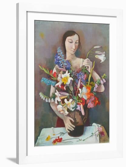 Girl with Flowers-Karl Hofer-Framed Collectable Print