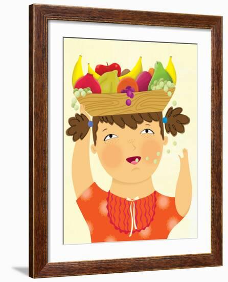 Girl with Fruit - Playmate-Sheree Boyd-Framed Giclee Print