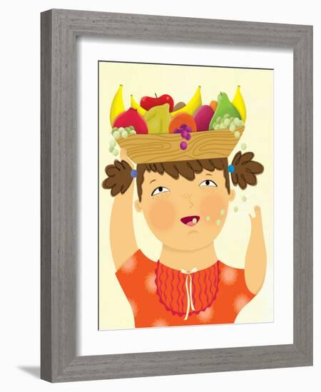 Girl with Fruit - Playmate-Sheree Boyd-Framed Giclee Print