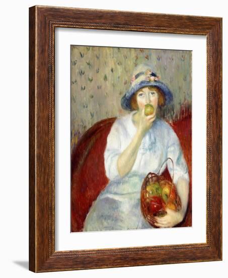 Girl with Green Apple-William James Glackens-Framed Giclee Print