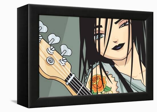 Girl with Guitar-Harry Briggs-Framed Premier Image Canvas