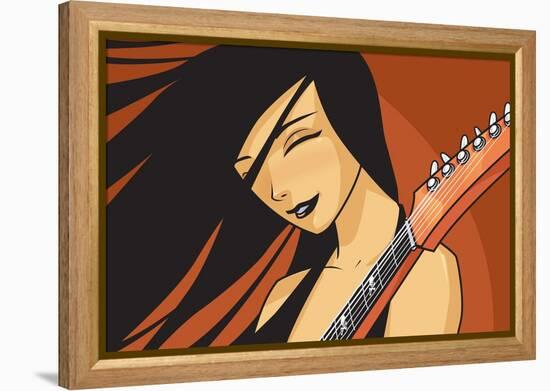 Girl with Guitar-Harry Briggs-Framed Premier Image Canvas