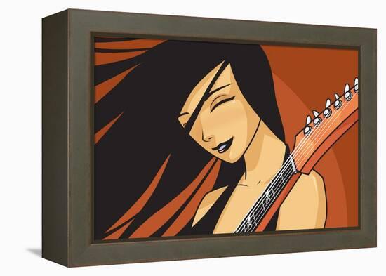 Girl with Guitar-Harry Briggs-Framed Premier Image Canvas