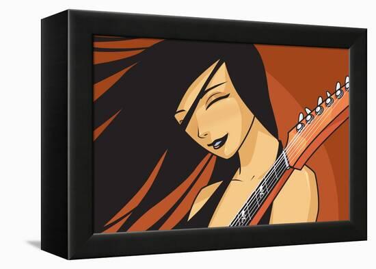 Girl with Guitar-Harry Briggs-Framed Premier Image Canvas