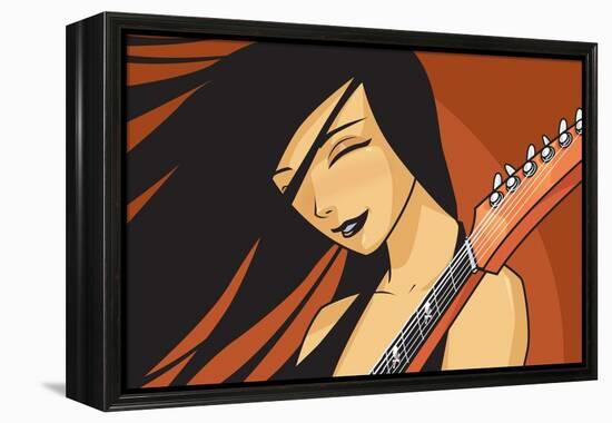 Girl with Guitar-Harry Briggs-Framed Premier Image Canvas