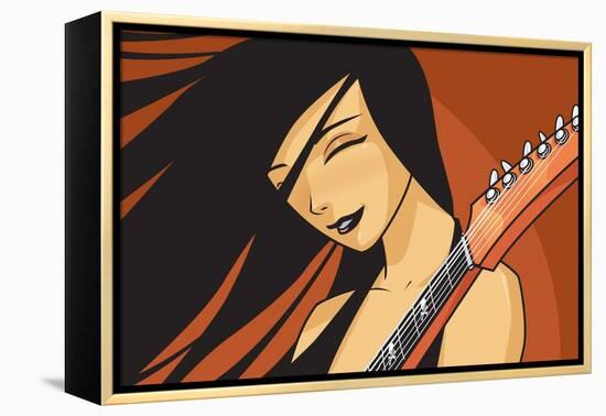 Girl with Guitar-Harry Briggs-Framed Premier Image Canvas