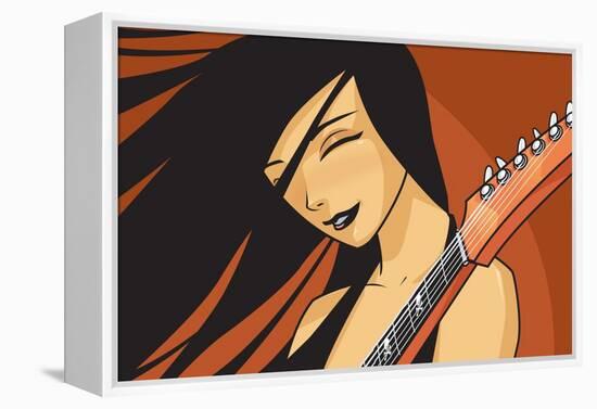 Girl with Guitar-Harry Briggs-Framed Premier Image Canvas