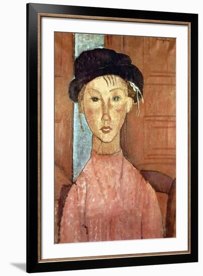 Girl with Hat-Amedeo Modigliani-Framed Art Print