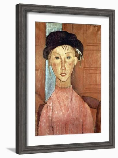 Girl with Hat-Amedeo Modigliani-Framed Art Print