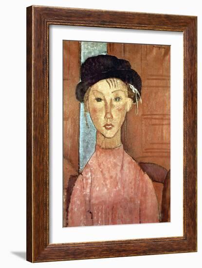 Girl with Hat-Amedeo Modigliani-Framed Art Print