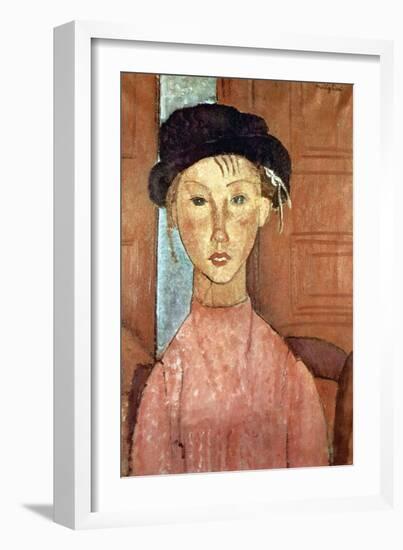 Girl with Hat-Amedeo Modigliani-Framed Art Print