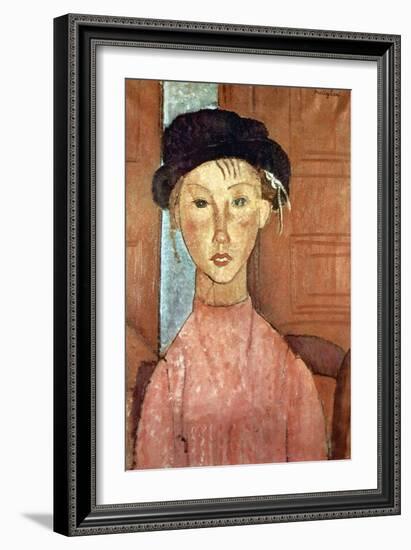 Girl with Hat-Amedeo Modigliani-Framed Art Print