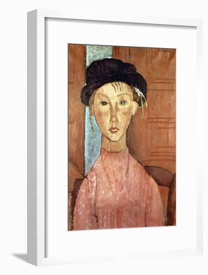 Girl with Hat-Amedeo Modigliani-Framed Art Print