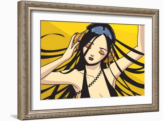 Girl with Headphones-Harry Briggs-Framed Giclee Print