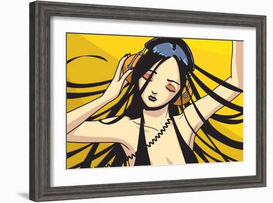 Girl with Headphones-Harry Briggs-Framed Giclee Print