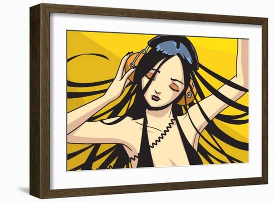 Girl with Headphones-Harry Briggs-Framed Giclee Print