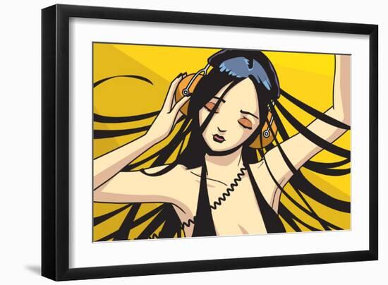 Girl with Headphones-Harry Briggs-Framed Giclee Print