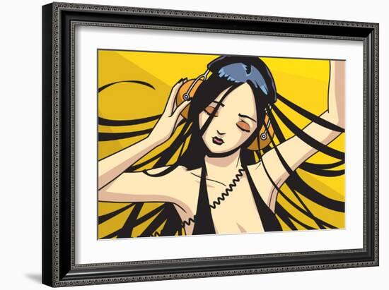 Girl with Headphones-Harry Briggs-Framed Giclee Print