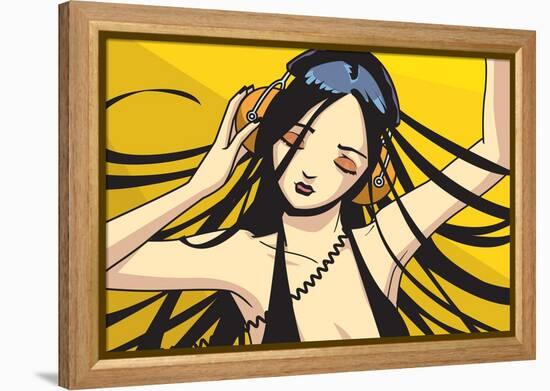 Girl with Headphones-Harry Briggs-Framed Premier Image Canvas