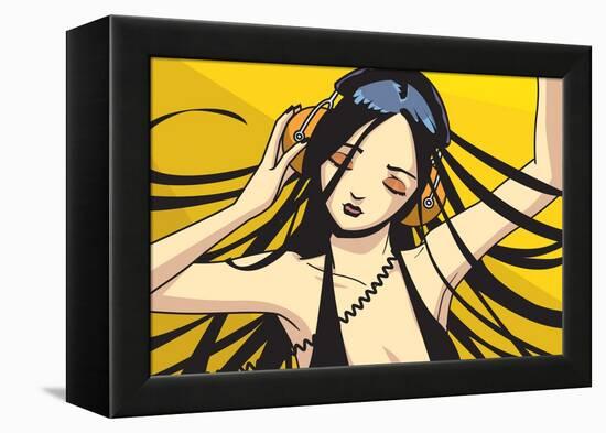 Girl with Headphones-Harry Briggs-Framed Premier Image Canvas