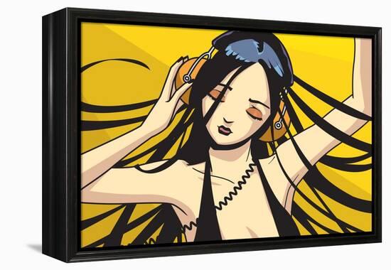 Girl with Headphones-Harry Briggs-Framed Premier Image Canvas