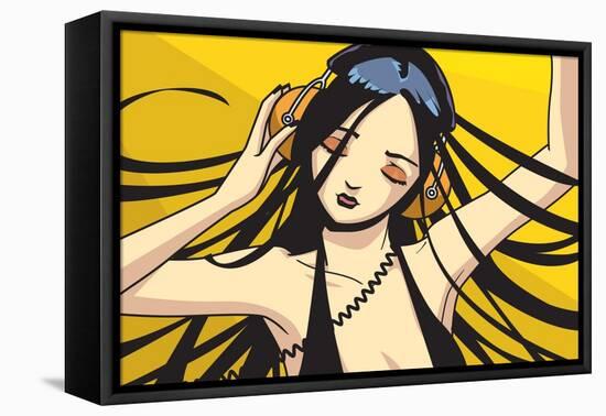 Girl with Headphones-Harry Briggs-Framed Premier Image Canvas