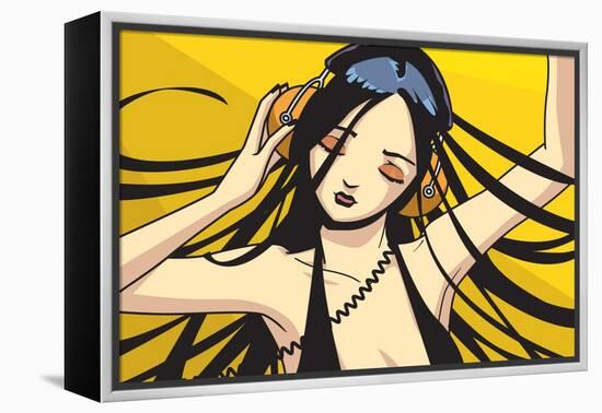 Girl with Headphones-Harry Briggs-Framed Premier Image Canvas