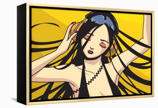 Girl with Headphones-Harry Briggs-Framed Premier Image Canvas