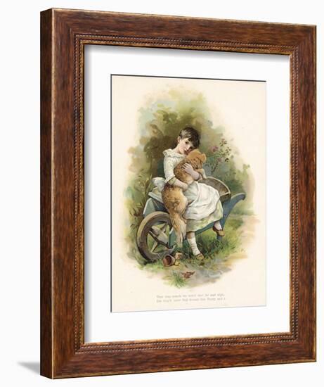 Girl with Her Dog-English School-Framed Giclee Print