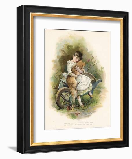 Girl with Her Dog-English School-Framed Giclee Print