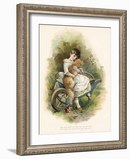 Girl with Her Dog-English School-Framed Giclee Print