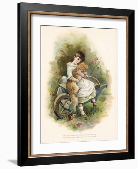 Girl with Her Dog-English School-Framed Giclee Print