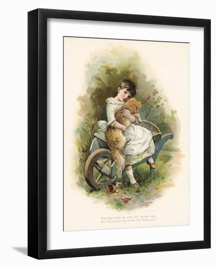 Girl with Her Dog-English School-Framed Giclee Print