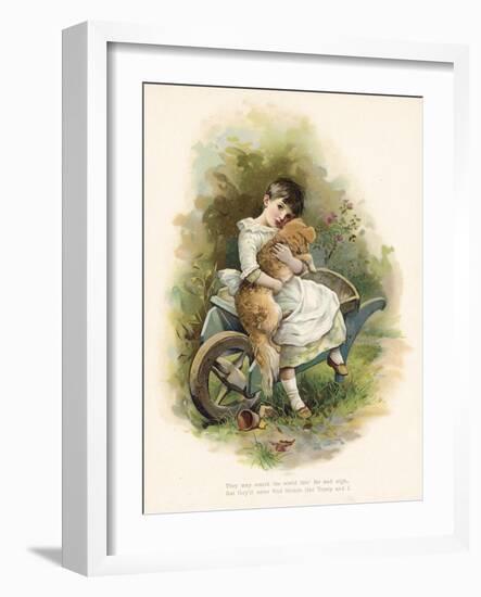 Girl with Her Dog-English School-Framed Giclee Print