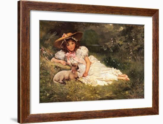 Girl with Her Pet-Dampler-Framed Art Print