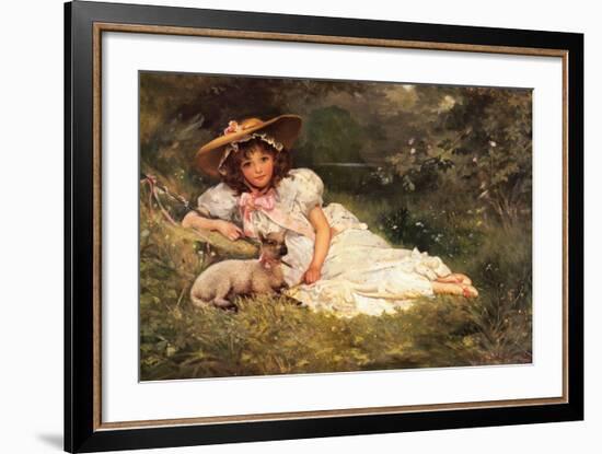 Girl with Her Pet-Dampler-Framed Art Print