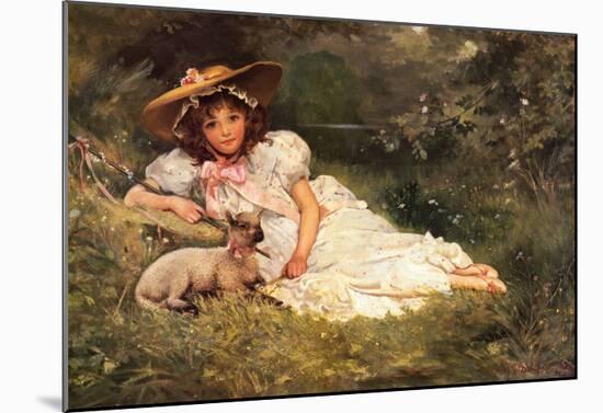 Girl with Her Pet-Dampler-Mounted Art Print