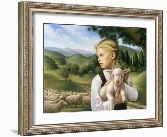 Girl with Lamb-Dan Craig-Framed Giclee Print