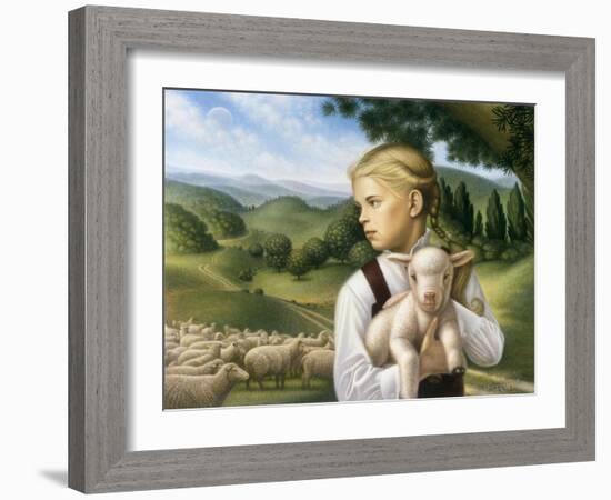 Girl with Lamb-Dan Craig-Framed Giclee Print