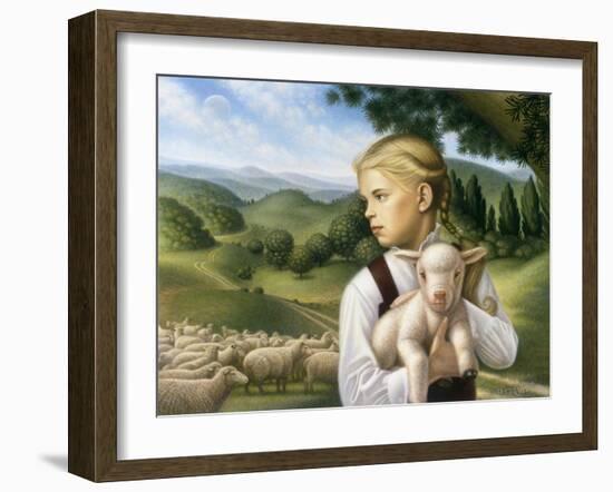 Girl with Lamb-Dan Craig-Framed Giclee Print