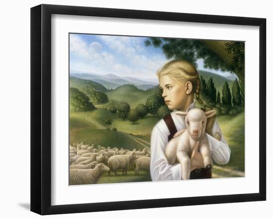 Girl with Lamb-Dan Craig-Framed Giclee Print